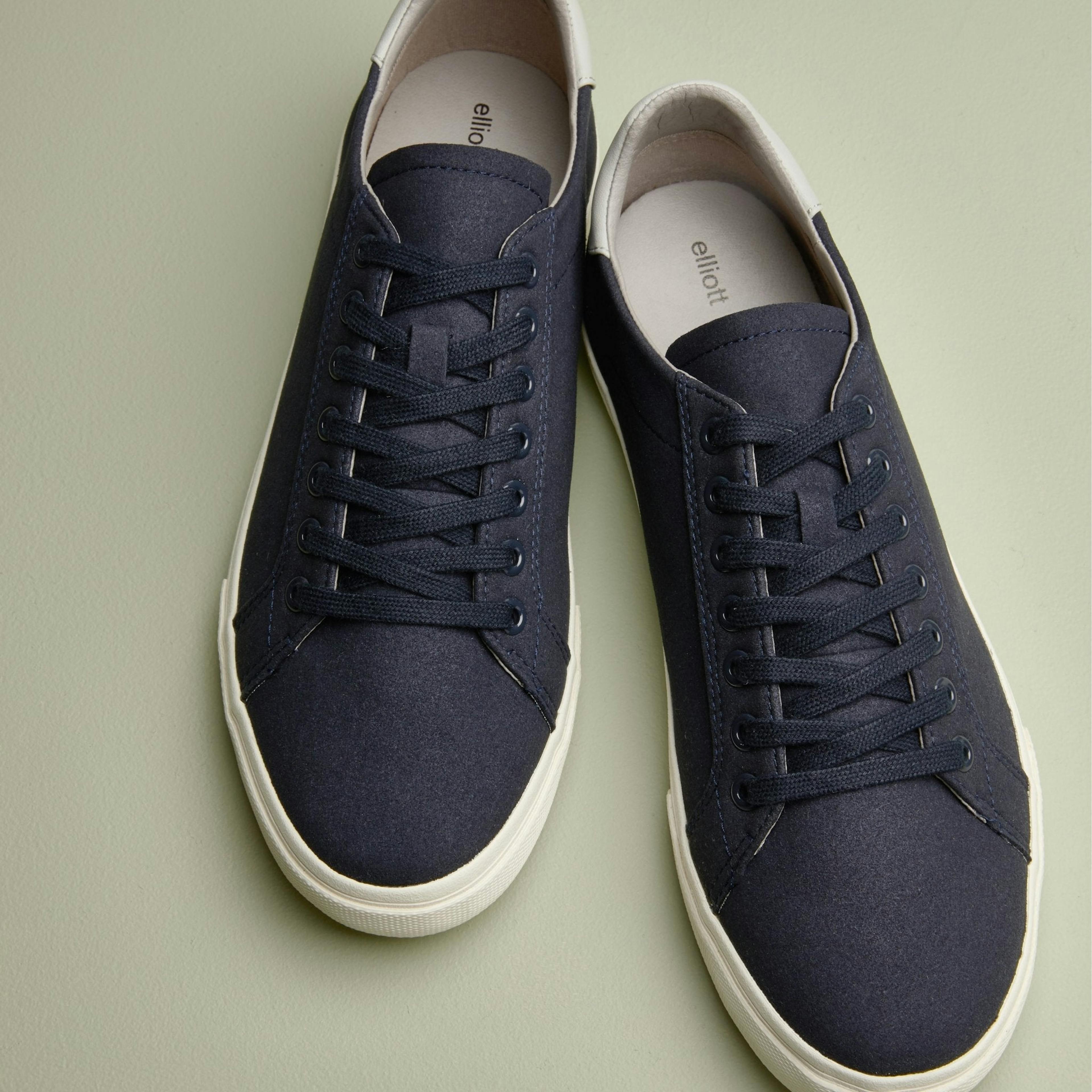 Vegan Suede Lace Up Trainers | Low Classic | Dark Navy