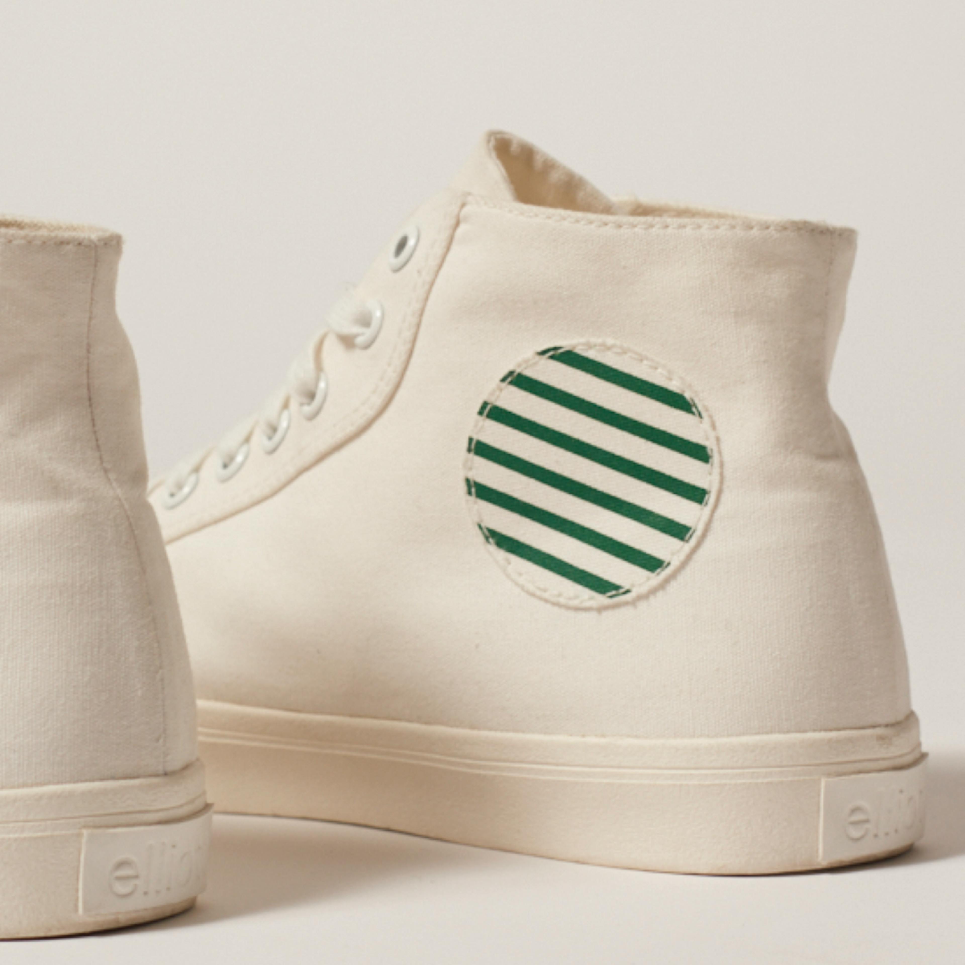 High-Top Recycled Canvas Trainers | White & Striped