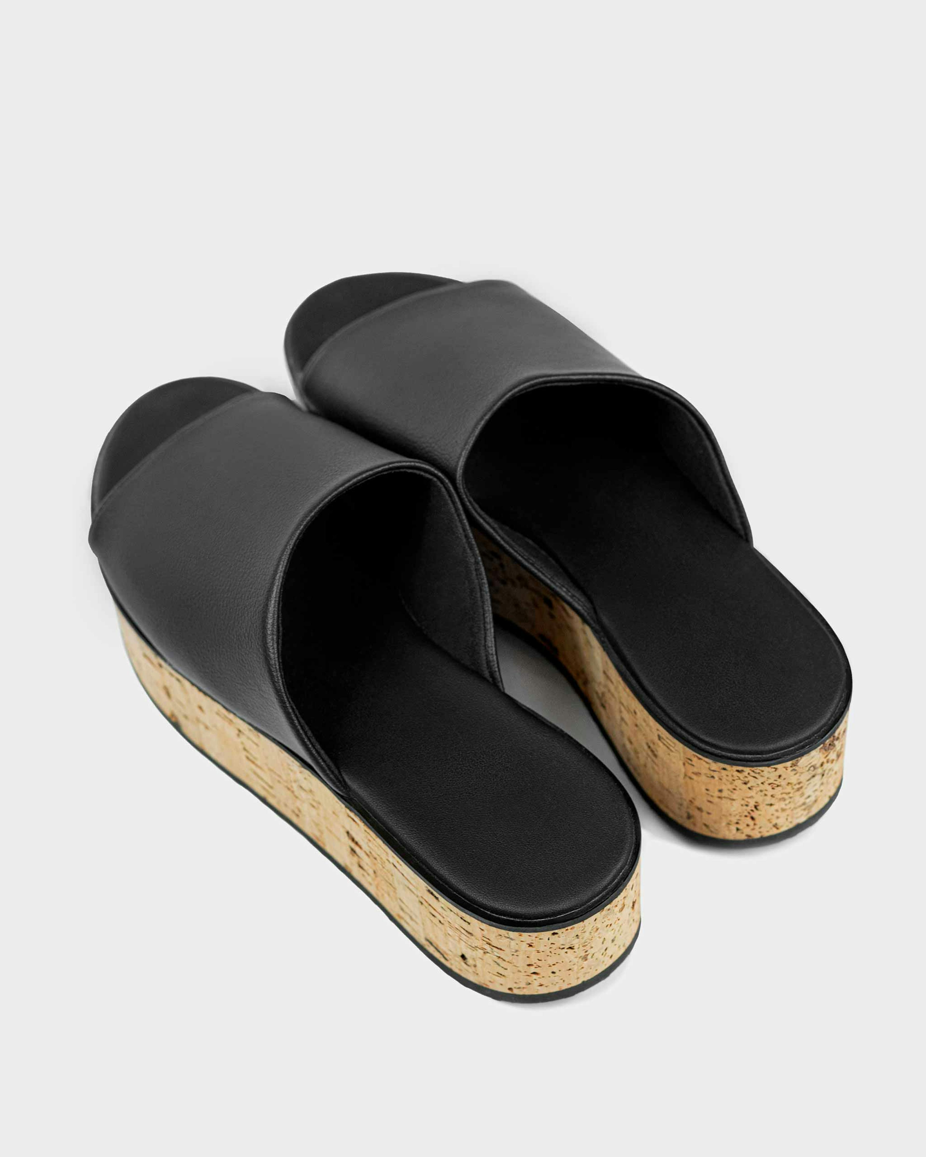 Geigi | Grape Vegan Leather Flatform Sandals | Black & Cork
