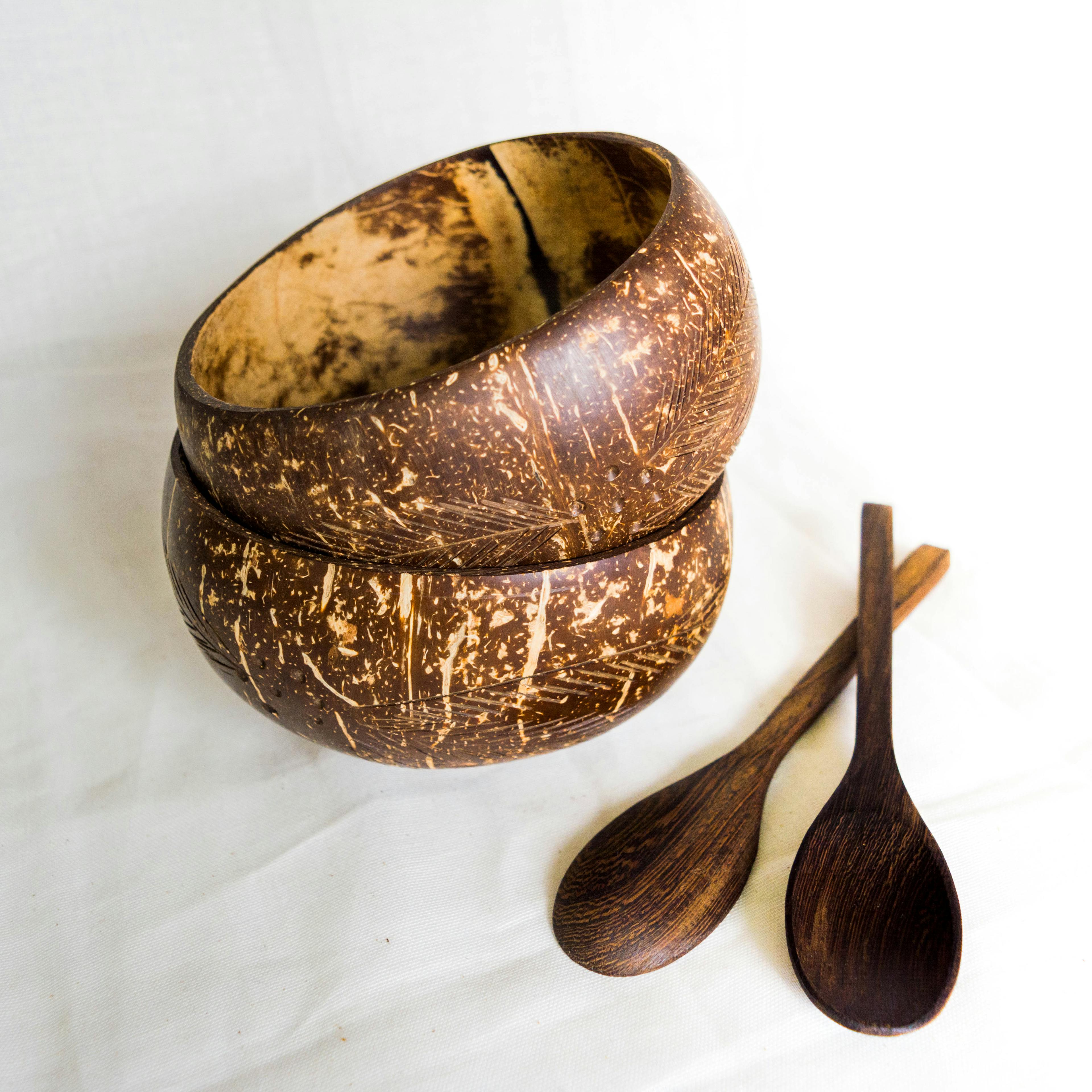 Repurposed Handmade Natural Coconut Bowl | Single