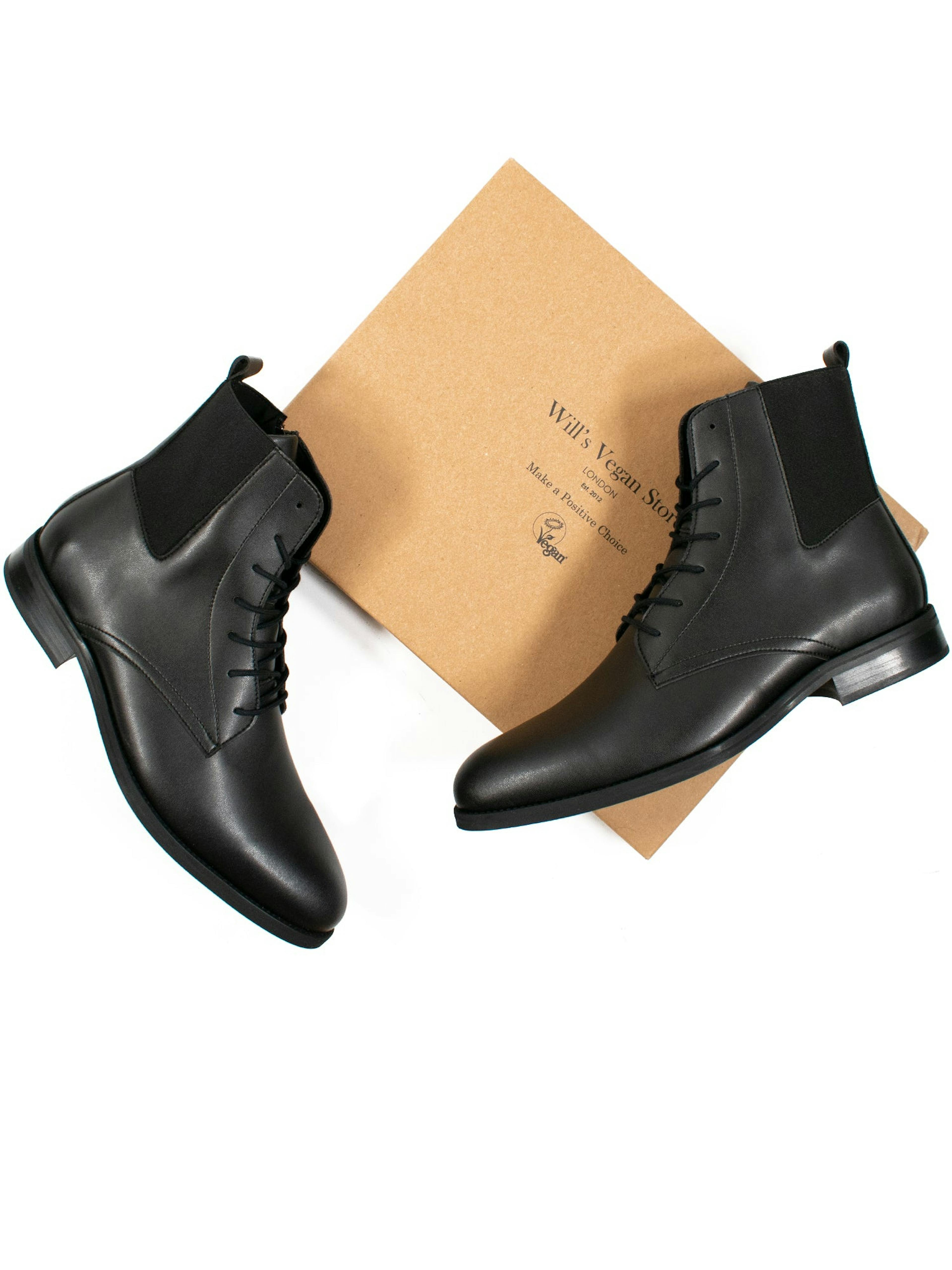 Italian Vegan Leather Lace-Up Dress Boots | Black