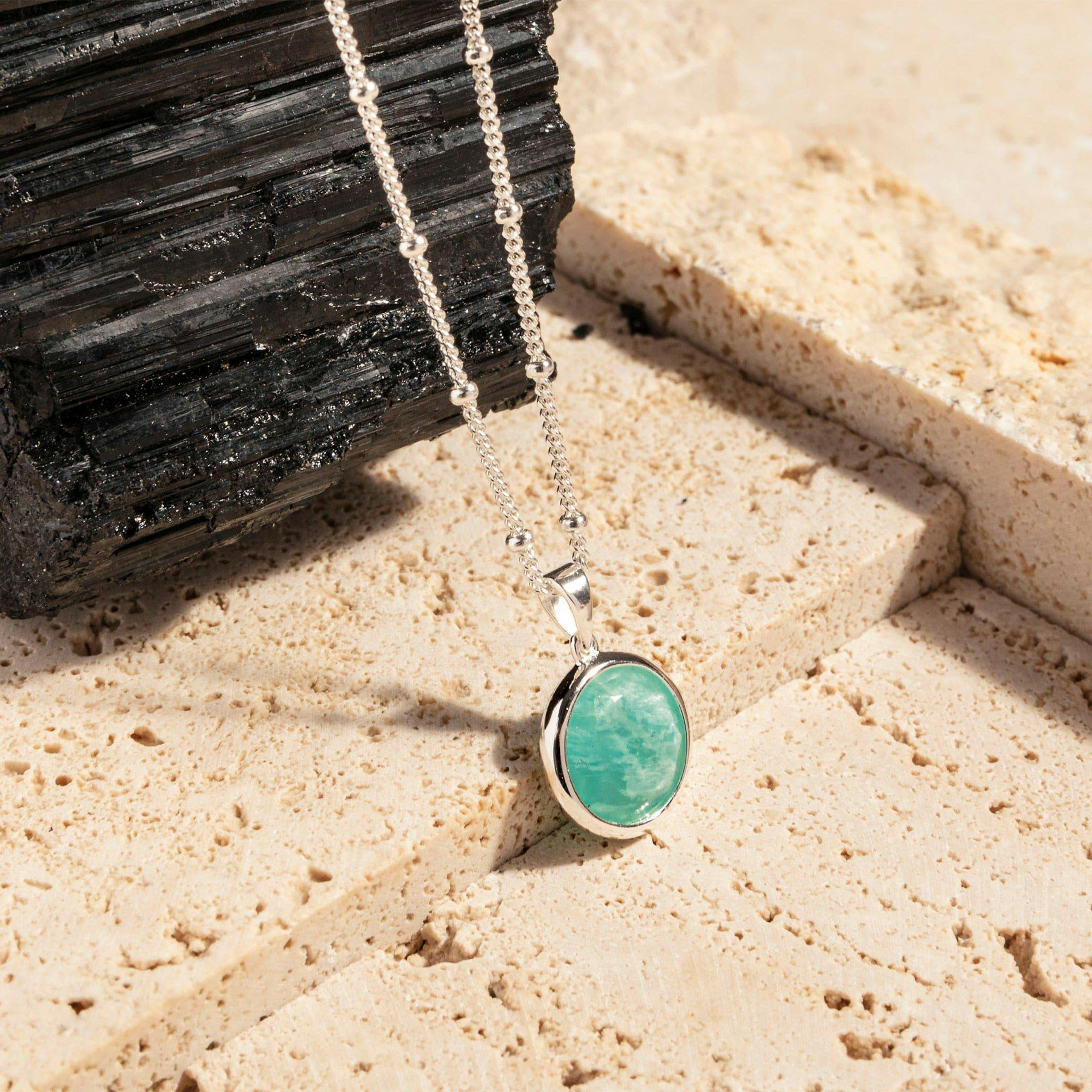 Recycled Silver Amazonite Pendant Necklace