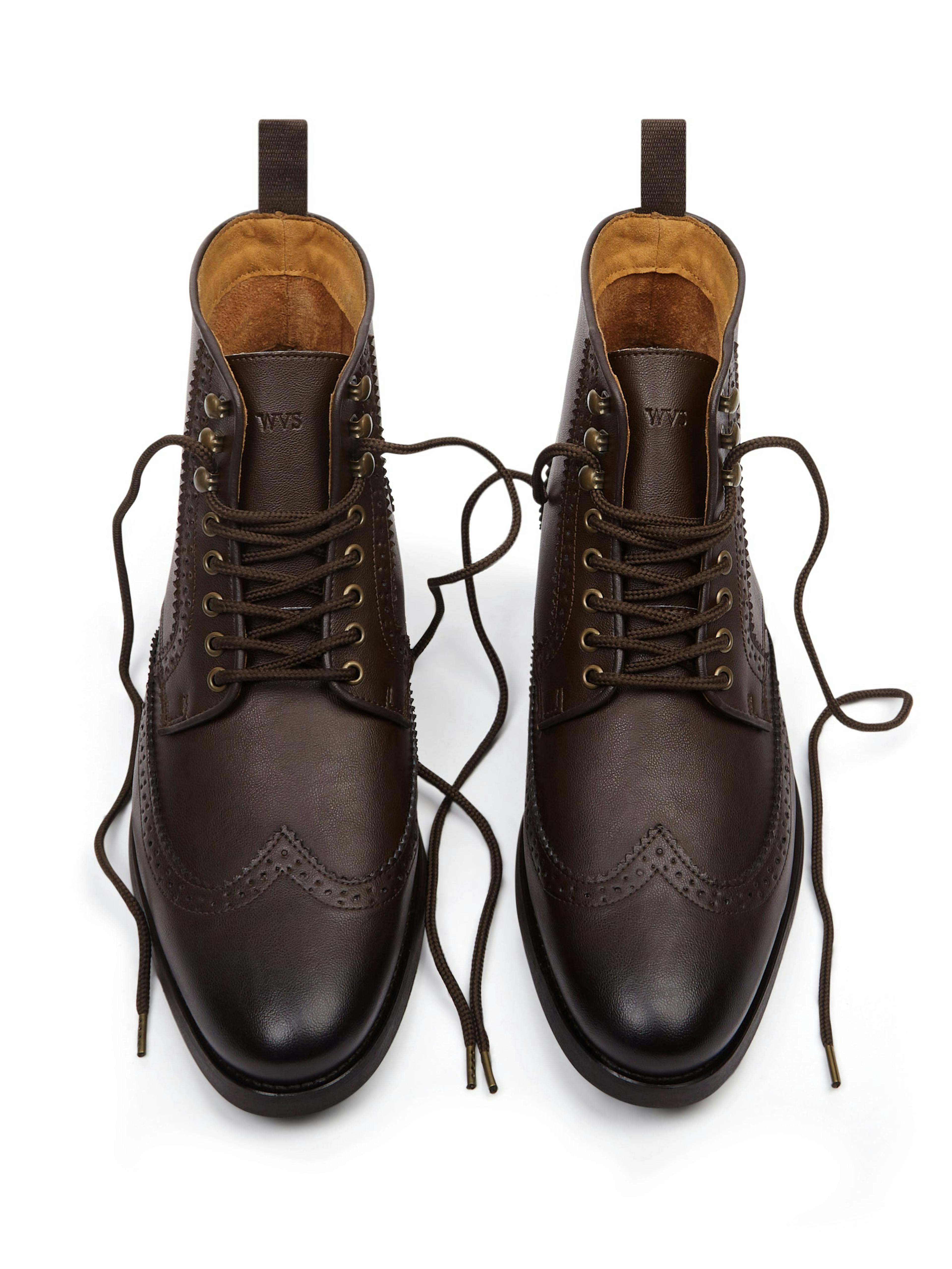 Vegan Leather Brogue Boots | Black & Dark Brown
