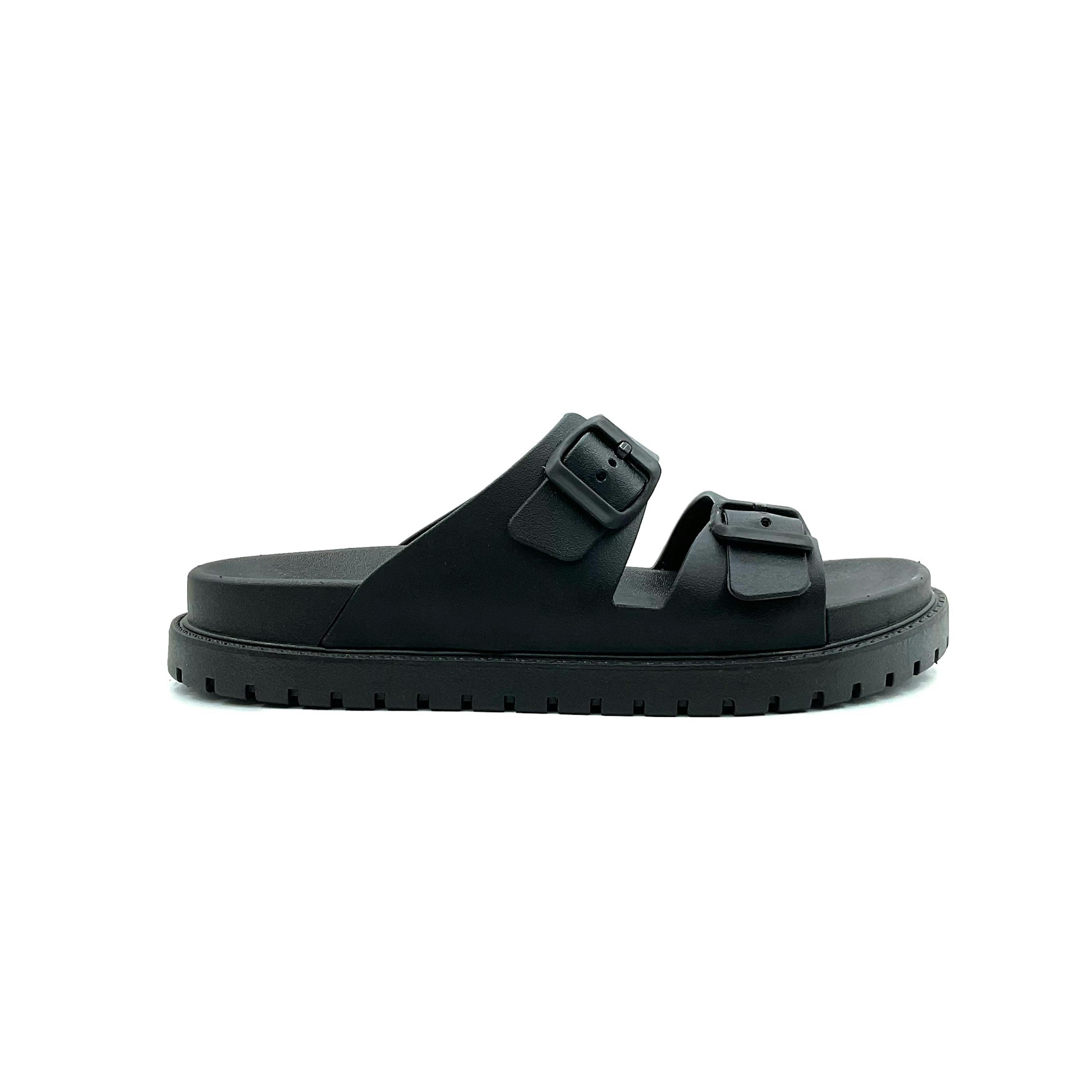 YSELIA | Eco-Friendly Double Strap Sandals | Black