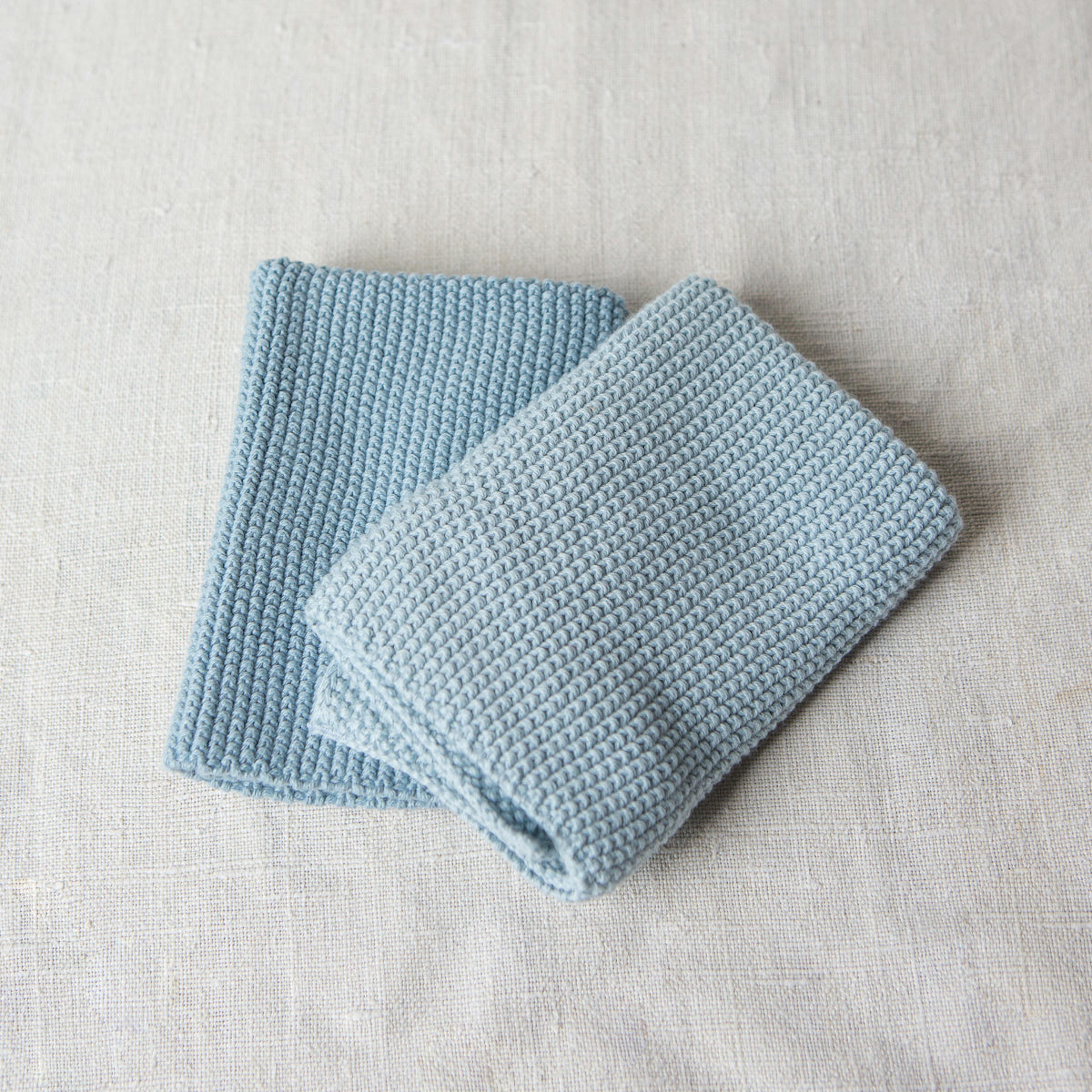 Organic Cotton Knitted Dishcloth | Pale Blue | Set of 2