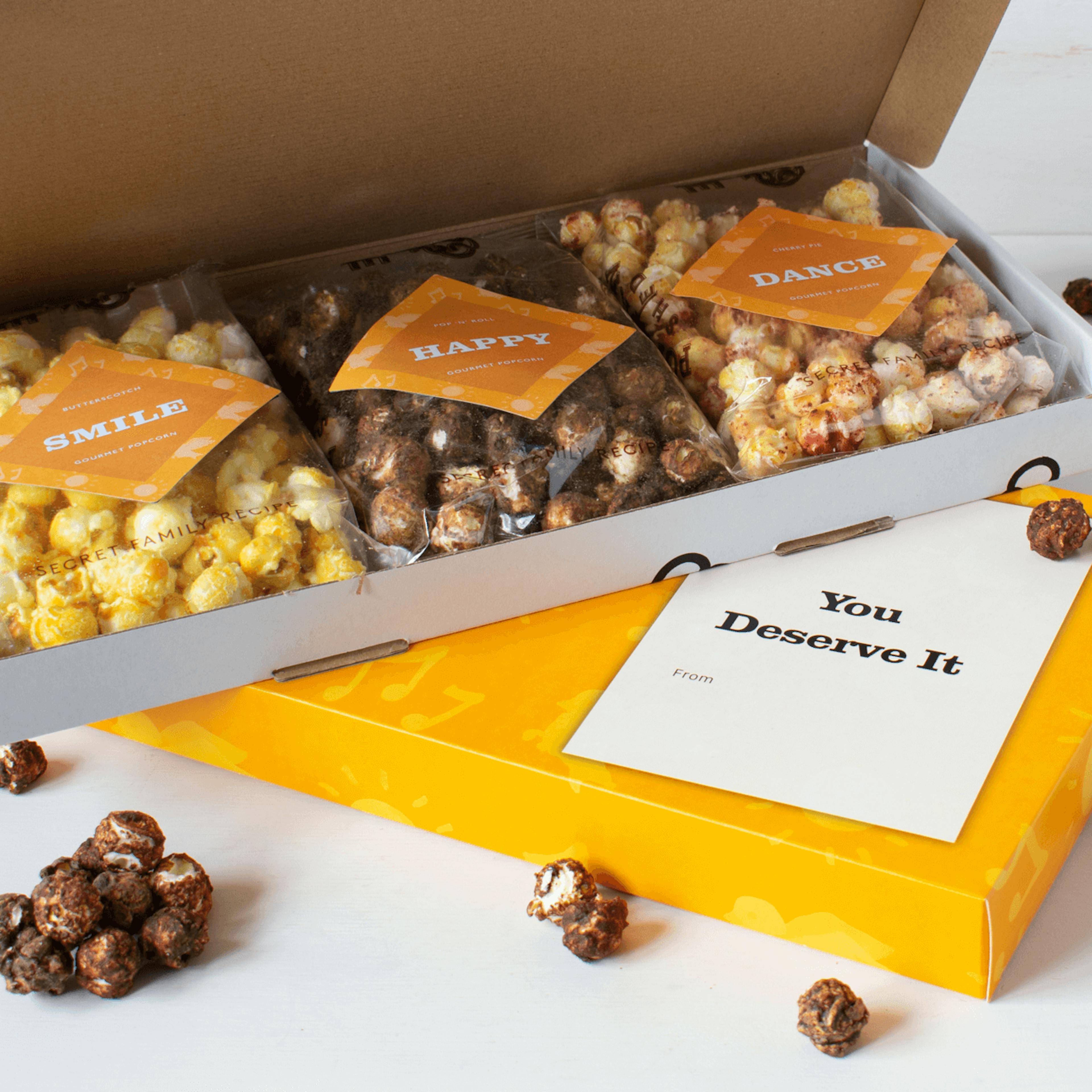 'You Deserve It' | Vegan Gourmet Popcorn | Letterbox Gift | Trio of Flavours | 240g